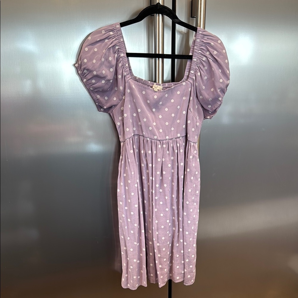 Easel Purple Smocked Puff Sleeve Sundress